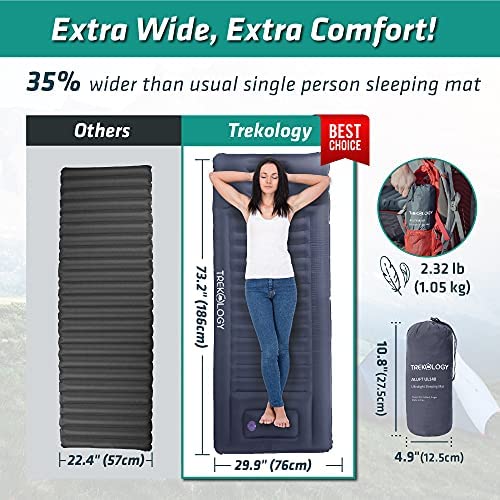 TREKOLOGY Self Inflating Camping Mat, Sleeping Mat Camping Mats for Sleeping, Inflatable Camping Mattress Self Inflating Mattress Ultralight, Sleeping Pad Camping Sleeping Mat Inflatable Camping Mat - Image 3
