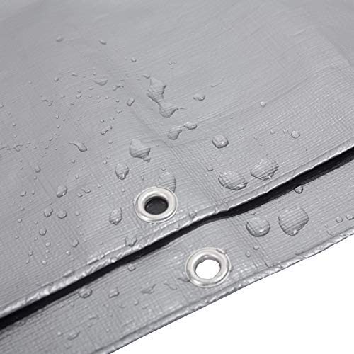 WOLTU Tarpaulin 2x3m/6.5x10ft Waterproof Heavy Duty 180g/m² Tarp Sheet Cover with Eyelets PE for Garden Furniture, Hutch, Trampoline, Wood, Car, Camping or Gardening Grey-Black - Image 3