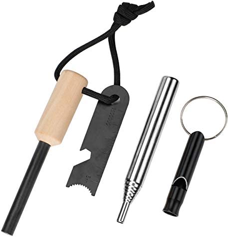 Black Magnesium Flintstone, Denavo-EU Outdoor Flint Fire Tool Set Camping Fire Steel Blowpipe Stainless Steel,Fire Starter Lighter Outdoor Emergency Survival Tool for Travelling Camping Hiking