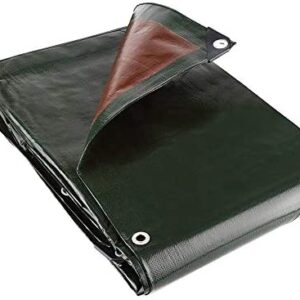 GroundMaster 250gsm Brown/Green Tarpaulin - Waterproof Outdoor Fishing Camping Ground Sheet Cover (3m x 12m)