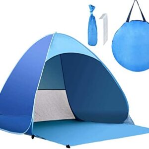 Kratax Pop Up Beach Tent for 1-3 Person Rated UPF 50+ for UV Sun Protection Waterproof Sun Shelters for Family Camping, Fishing, Picnic, Beach