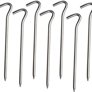 St@llion 10x Metal 9 Inch Ground Pegs Heavy Duty Tent Pegs Curved Hook On Top Garden Ground Sheet Tarp Hooks