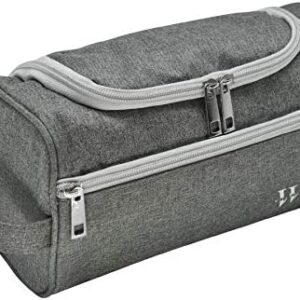 WILLWELL SPORT Toiletry Bag Travel Wash Bag Hanging Hook Dopp Kit Healthcare Bag Organiser Travel for Bathroom Shower Shaving Grooming Accessory (Grey)