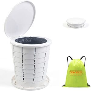 WOWKU Portable Toilet for Camping/Hiking, Foldable Outdoor Temporary Commode, Retractable Design for Boat/Car/Beach/Home Care, Ideal for Personal Hygiene (White)