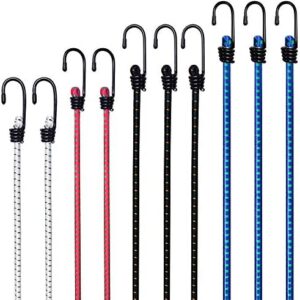 WeFine Pack of 10 Bungee Cords with Hooks Weatherproof & UV-Resistant Bungee Straps Heavy Duty Elastic Bungee Ropes for Caravan Camping RVs Trunks Luggage Racks