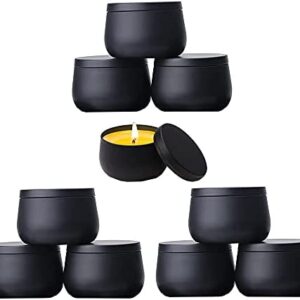 10 Pcs Round Candle Containers, Candle Tin Jars with Lid, Metal Empty Candle Jars Tins, Metal Candle Tins, Empty Candle Jars, 4-Ounce, for DIY Candle Making Arts Crafts(Black)