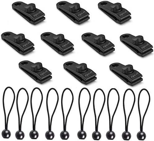 10 Sets Tarp Clip Tent Tarp Clips Lock Grip Awning Clamp Tent Clip Accessories Ball Bungee Cord Rope for Tents,Covers,Awnings,Banners,Boat,Gardening