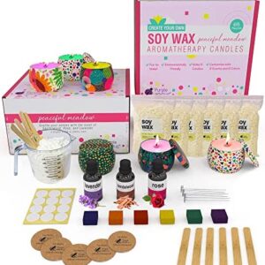 Purple Ladybug Aromatherapy Candle Making Kit for Adults - Craft Your Own 6 Scented Candles - Cool Gifts for Mum, Presents for Teens, or Crafts Activity for Women - Rose, Lavender, & Sandalwood Scents