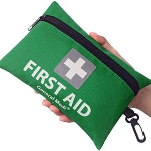 Mini First Aid Kit, 92 Pieces Small First Aid Kit - Includes Emergency Foil Blanket, Scissors for Travel, Home, Office, Vehicle, Camping, Workplace & Outdoor (Green)