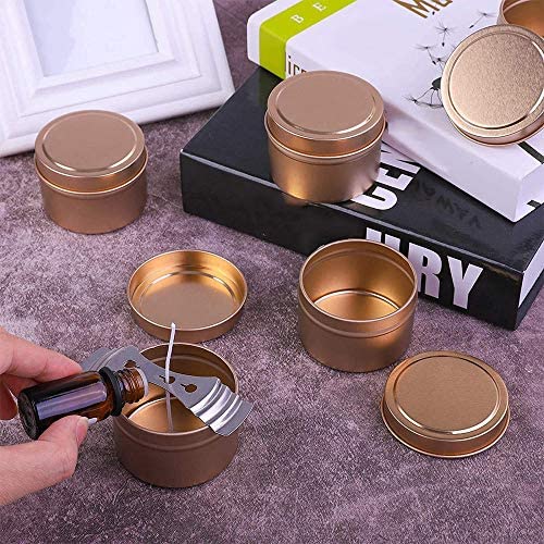 YUMIN 12 Pieces Candle Tin Candle Containers 4 Ounces Candle Jars for Candle Making Arts Crafts, Storage, and More (Gold) - Image 2