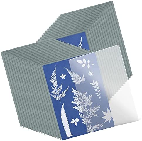 Mgichoom 3 Pcs Solar Drawing Paper - 32 Sheets High Sensitivity Cyanotype Paper - High Sensitivity Nature Printing Paper Cyanotype Paper For DIY Arts Crafts Projects A5 Blue 32 Pcs - Image 9