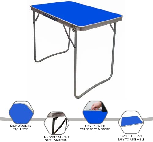 Janoon WOODEN PORTABLE PICNIC TABLE MDF BLUE FOLDING TABLE INDOOR OUTDOOR CAMPING HIKE BY Crystals® - Image 3