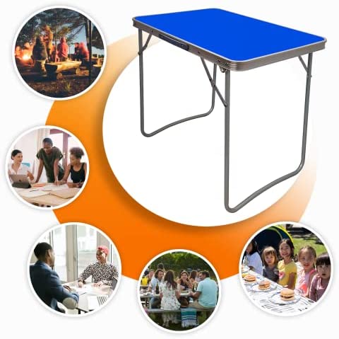 Janoon WOODEN PORTABLE PICNIC TABLE MDF BLUE FOLDING TABLE INDOOR OUTDOOR CAMPING HIKE BY Crystals® - Image 4
