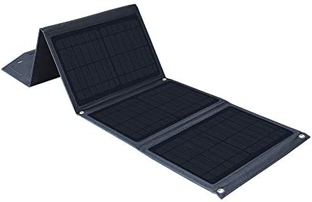 XINPUGUANG 28w Foldable Solar Charger Dual USB QC 3.0 Ports Portable 4 x 7w Solar Panel for Smartphone, Tablet, Camera, Powerbank, Camping Travel Outdoor Power charging (Black) - Image 2