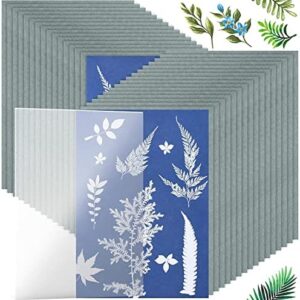 32PCS Cyanotype Paper High Sensitivity Sun Print Paper Nature Printing Paper with PVC Press Plate 15 x 21cm Paper Solar Drawing Paper for Kids and Adults to Arts, Crafts, DIY Projects