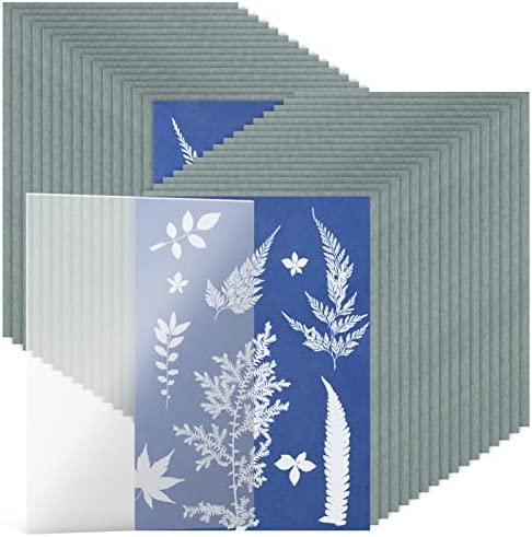 33 Pieces Sun Print Paper Cyanotype Paper Kit, A5 Solar Drawing Paper Sensitivity Sun Print Nature Printing Paper for DIY Arts Crafts Projects, White(5.8 x 8.3 Inch)