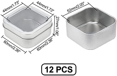 PandaHall 12pcs 2-Ounce Square Silver Metal Tins Empty Iron Tin Containers Candle Tin with Clear Window for Candle Making, Candies, Arts, Crafts, Balms, Gifts & Treasures - Image 2