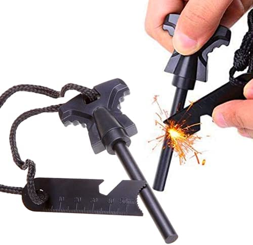 2 Pcs Steel Magnesium Fire Starter,Magnesium Fire Starter Flint, Magnesium Fire Starter,Steel Fire Lighter Survival Tool Kit for Outdoor Camping Living Survival Emergency Kit Black addasda - Image 2