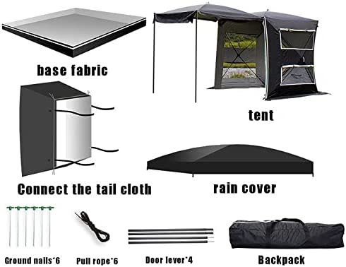 Car Awnings for Camping, 210cm Double Layer No Need to Build Tailgate Tent for Car, Multifunction Thicken Waterproof SUV Tents for Camping, Car Camping Accessories, 3-4 People - Image 5
