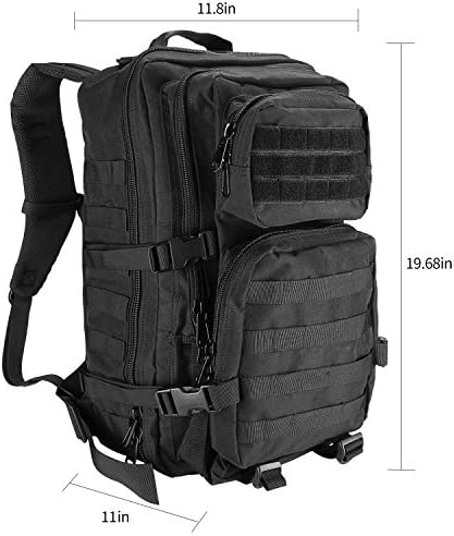 ProCase Military Tactical Assault Backpack Rucksacks, 40L Large Capacity MOLLE Army Pack Bag Go Bag, for Hiking Trekking Camping Travelling Climbing and Other Outdoor Activities –Black - Image 3