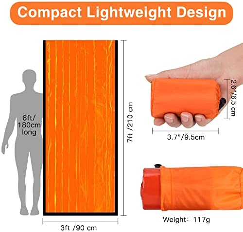 Awroutdoor Survival Sleeping Bag, 2pcs Emergency Bivvy Bag, Lightweight Waterproof Emergency Thermal Blankets PE Aluminum Film Survival Camping Gear for Camping, Hiking, Outdoor Activities - Image 2