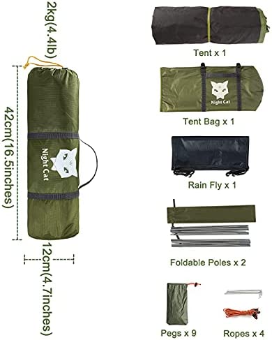 Night Cat Camping Tent for 1 2 Person Man Waterproof Backpacking Tents Easy Setup Lightweight for Hiking Backyard - Image 4
