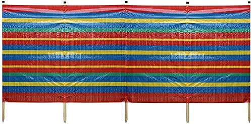 Wooden 4 5 6 8 10 Pole Colourful Tall Wind break Windbreaker Beach Sun Shelter Caravan festival Camping (8 POLE (5FT HIGH X 15FT LONG)) - Image 7