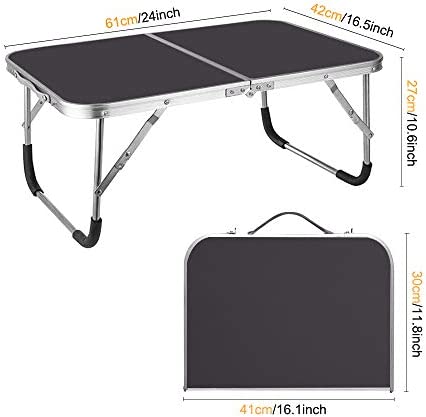 Outry Low Folding Camping Table, Lightweight Picnic Table/Travel Table for Outdoor and Lap Standing Desk for indoor Use(Black) - Image 2