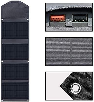 XINPUGUANG 28w Foldable Solar Charger Dual USB QC 3.0 Ports Portable 4 x 7w Solar Panel for Smartphone, Tablet, Camera, Powerbank, Camping Travel Outdoor Power charging (Black) - Image 3