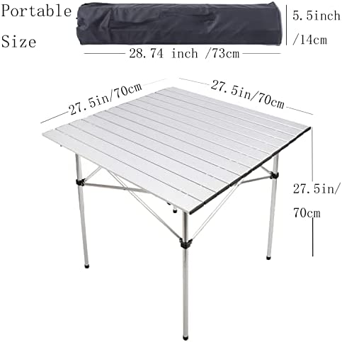tonchean Folding Camping Table Roll Up Aluminium Camping Table 2.3 x 2.3ft Lightweight Picnic Table Foldable Metal Table with Carry Bag for Garden BBQ Party Outdoor Cooking Beach Hiking Fishing - Image 3
