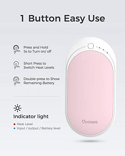 OCOOPA Hand Warmers, 1-Pack Hand Warmer Rechargeable, Electronic Pocket Heater, 5200mAh Power Bank Portable, Heat Therapy Great for Raynauds Sufferers Pain Relief, Best Tech Gifts - Image 6