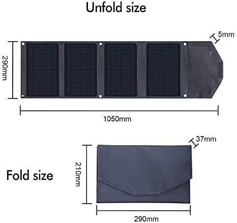 XINPUGUANG 28w Foldable Solar Charger Dual USB QC 3.0 Ports Portable 4 x 7w Solar Panel for Smartphone, Tablet, Camera, Powerbank, Camping Travel Outdoor Power charging (Black) - Image 4