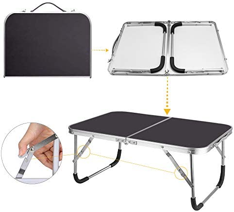 Outry Low Folding Camping Table, Lightweight Picnic Table/Travel Table for Outdoor and Lap Standing Desk for indoor Use(Black) - Image 8