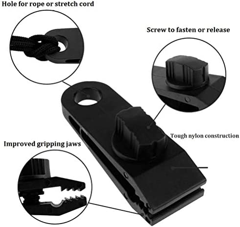 10 Sets Tarp Clip Tent Tarp Clips Lock Grip Awning Clamp Tent Clip Accessories Ball Bungee Cord Rope for Tents,Covers,Awnings,Banners,Boat,Gardening - Image 4