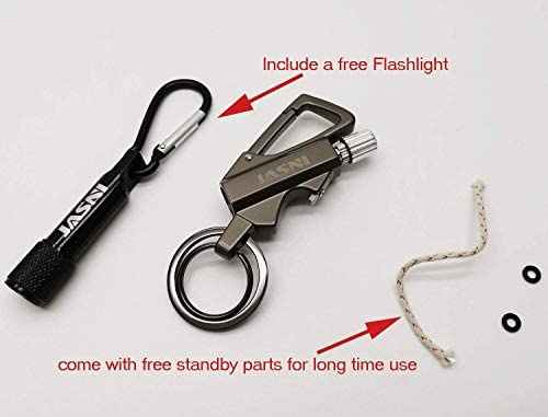 YYG Keychain Multitool with Flint Metal Matchstick Fire Starter Bottle Opener Mountaineering Buckle Mini Flashlight,Car Key Rings, Kerosene Refillable Lighter EDC Thanksgiving Gift Ideas Emergency - Image 3