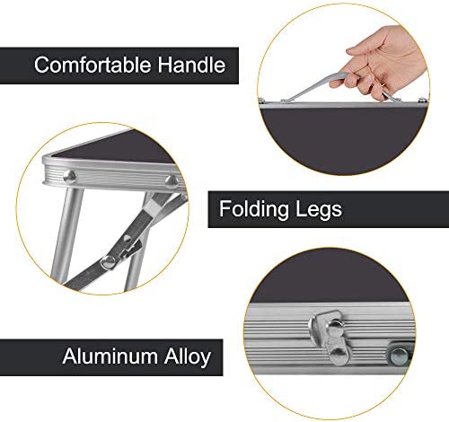 Outry Low Folding Camping Table, Lightweight Picnic Table/Travel Table for Outdoor and Lap Standing Desk for indoor Use(Black) - Image 3