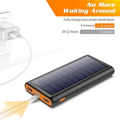 kilponen Solar Power Bank, 26800mAh Portable Charger High Capacity Fast Charge External Battery Pack Portable Phone Charger with Dual USB Output for Smart Phones Tablets and More Orange - Image 4