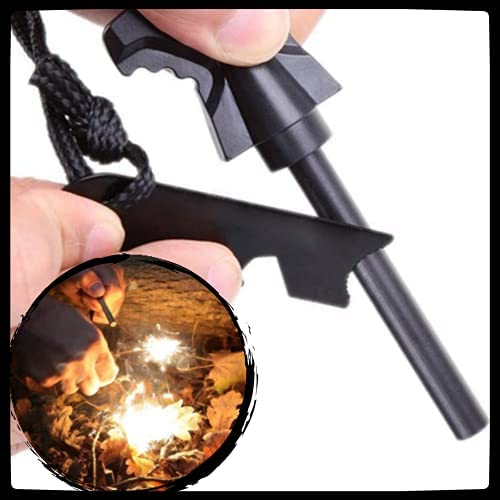 2 Pcs Steel Magnesium Fire Starter,Magnesium Fire Starter Flint, Magnesium Fire Starter,Steel Fire Lighter Survival Tool Kit for Outdoor Camping Living Survival Emergency Kit Black addasda - Image 5