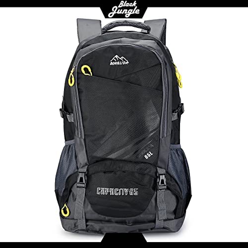 Black Jungle 65L Waterproof Travel Backpack, Hiking Backpack, Trekking Backpack for Sports, Camping, Bicycle Travel, Climbing, Riding and Travel with Large Capacity - Image 2