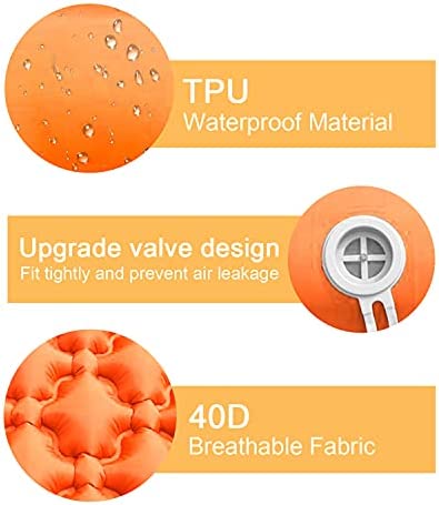 Rantizon Self Inflating Camping Mat, Portable Ultralight Sleeping Camping Mattress Inflatable Connectable Waterproof Sleeping Mat with Pillow, Camping Mat for Outdoor Camping Backpacking Orange - Image 5