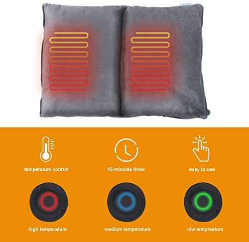 Electric Heated Hand Warmer Pouch & Heating Pad, Heated Hand Muffs with 3 Heating Setting, 5V USB Fast Heating Hand Warmer for Women & Men, Grey - Image 4