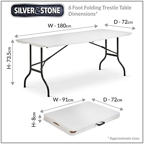 6ft Multi-Purpose Folding Trestle Table Indoor & Outdoor Portable Table for Camping, Garden, Picnics, Patios, Parties, Buffets, BBQ - Image 3
