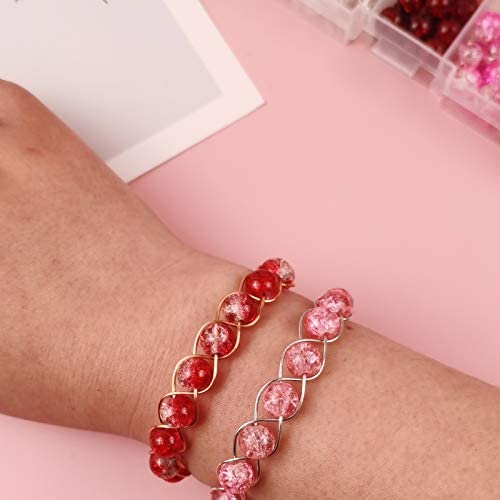 200pcs/box Crackle Glass Beads 10 Colour Round Glass Loose Beads 8mm for Jewellery Making - Image 3