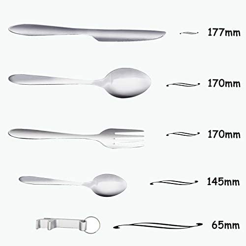 ZKSM 5pcs Camping Cutlery Set Stainless Steel Flatware Set with Knife, Fork, Spoon, Tea Spoon, Bottle Opener Portable Utensils for Travel Camping Include Storage Bag - Image 5