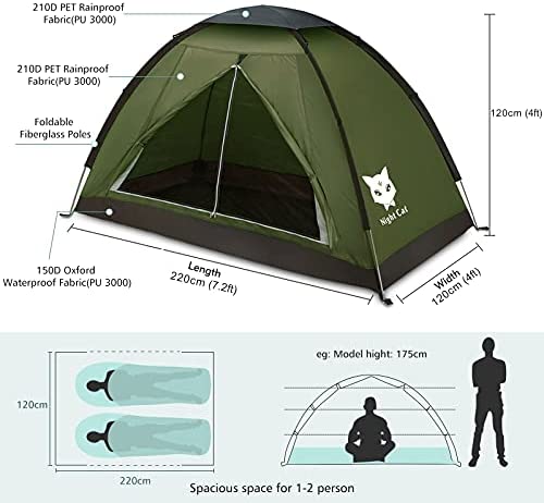 Night Cat Camping Tent for 1 2 Person Man Waterproof Backpacking Tents Easy Setup Lightweight for Hiking Backyard - Image 3