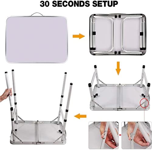 Foldable Picnic Camping Table 2 FT Aluminum Lightweight Adjustable Camping Desk for Indoor and Outdoor Kitchen Dinner Catering Buffet and Garden-Silver,with Sturdy Handle - Image 2