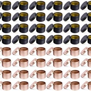 48 PCS 5 OZ Jars for Candle Making, Decorative Round Metal Candle Cans, Reusable Candle Tins for DIY Candle Making, Arts Crafts Supplies, Dry Storage, Party Favors (5OZ,24PCS Black+24PCS RoseGold)