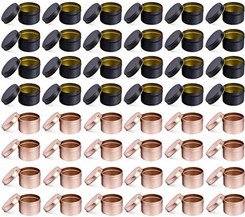 48 PCS 5 OZ Jars for Candle Making, Decorative Round Metal Candle Cans, Reusable Candle Tins for DIY Candle Making, Arts Crafts Supplies, Dry Storage, Party Favors (5OZ,24PCS Black+24PCS RoseGold)