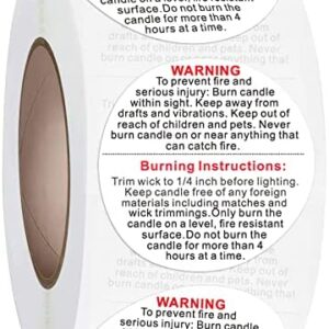 500 Pieces Candle Warning Labels 1.5 Inch Wax Melting Safety Stickers for Candle Making Supplies, Candle Tins, Candle, Candle Jars