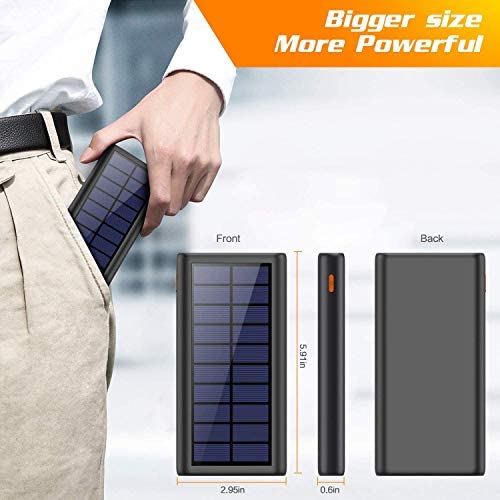 kilponen Solar Power Bank, 26800mAh Portable Charger High Capacity Fast Charge External Battery Pack Portable Phone Charger with Dual USB Output for Smart Phones Tablets and More Orange - Image 7